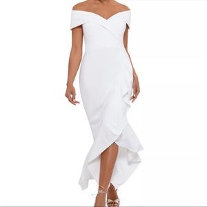 Xscape Off the Shoulder Handkerchief Hem Cocktail Dress size 12